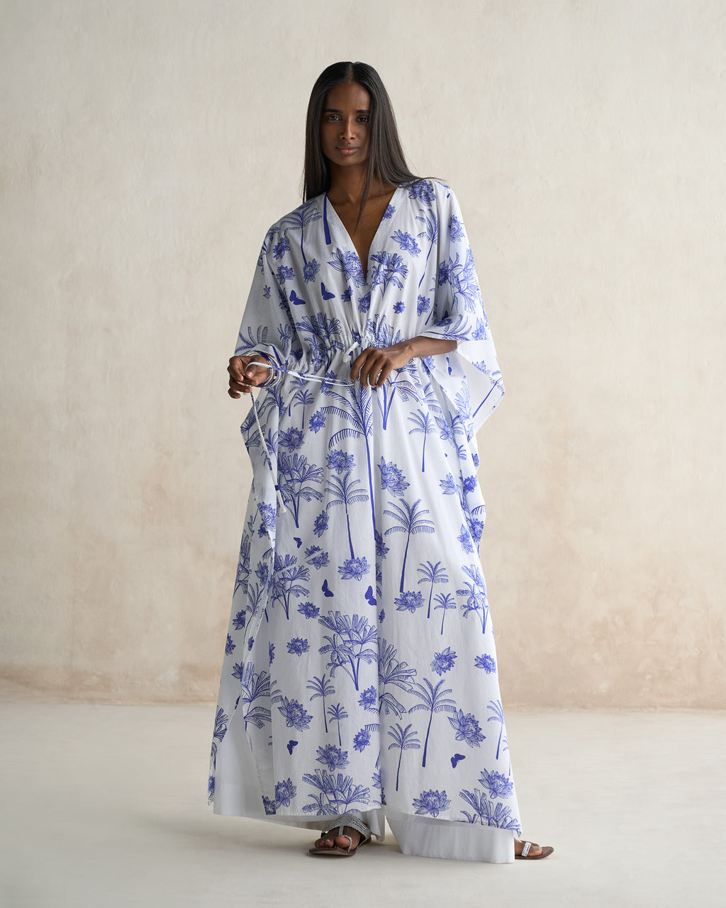 Blue and hotsell white kaftan dress