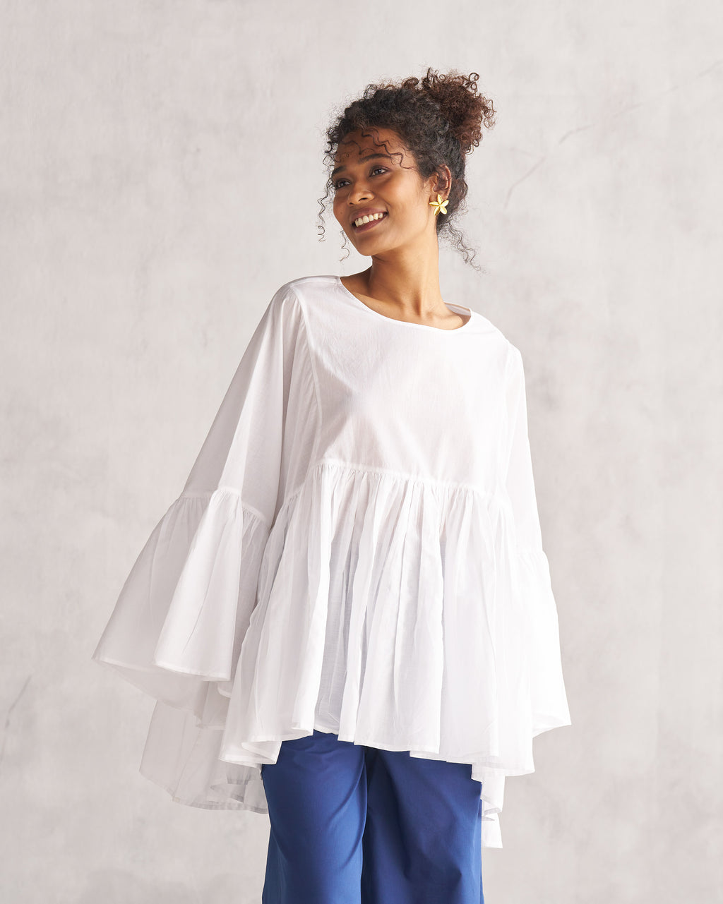 CURATD x LTS Frill Detail Top 16 White store