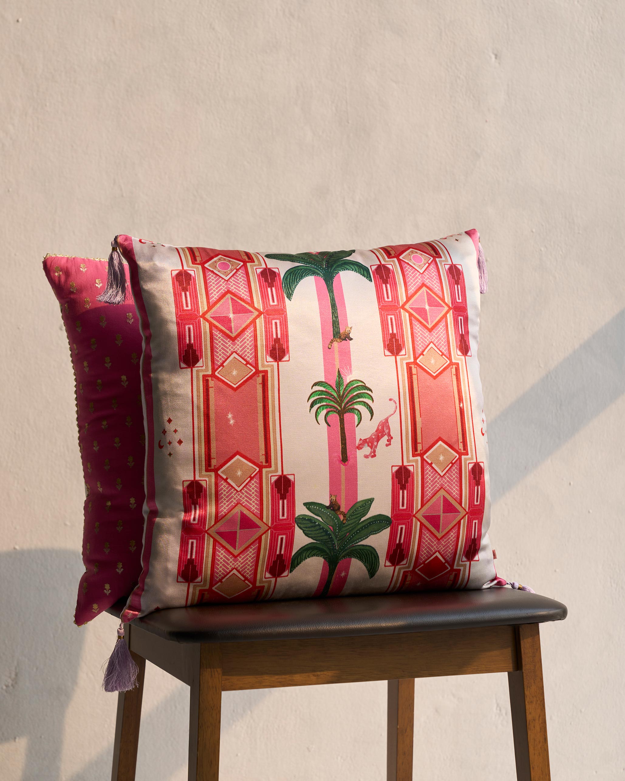 Pink Palm Cushion Cover