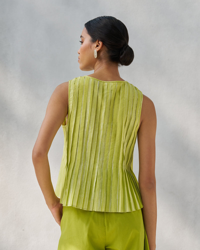 Trumpet Top - Lime & Ivory