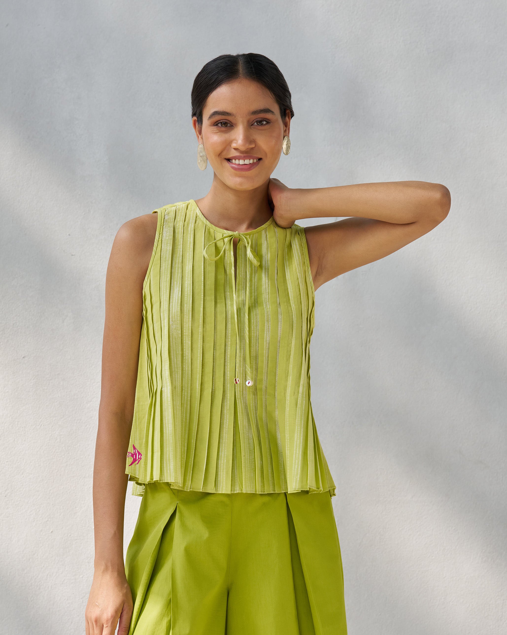 Trumpet Top - Lime & Ivory