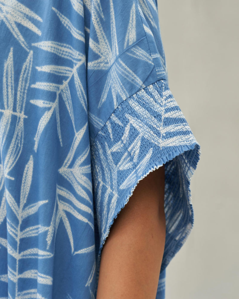 Elara Smocked Sleeves Kaftan - Blue