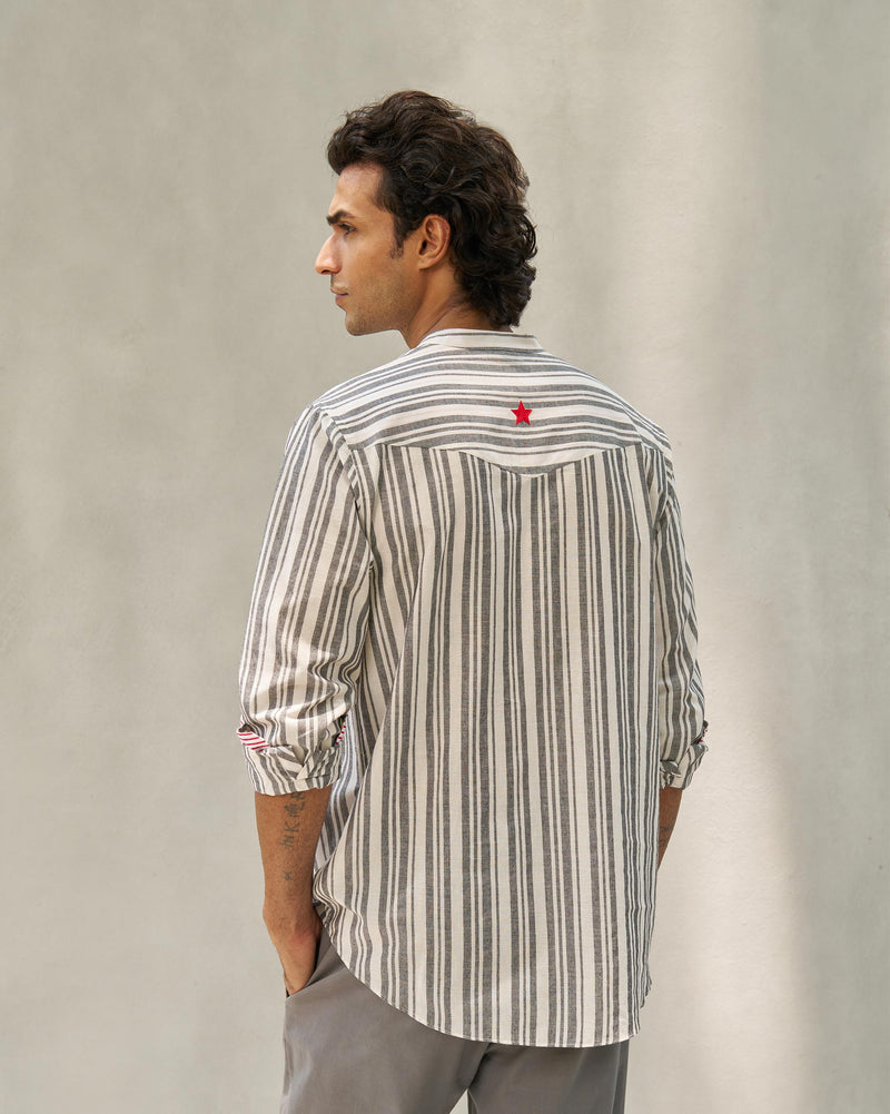 Pondicherry Shirt - Ivory & Grey