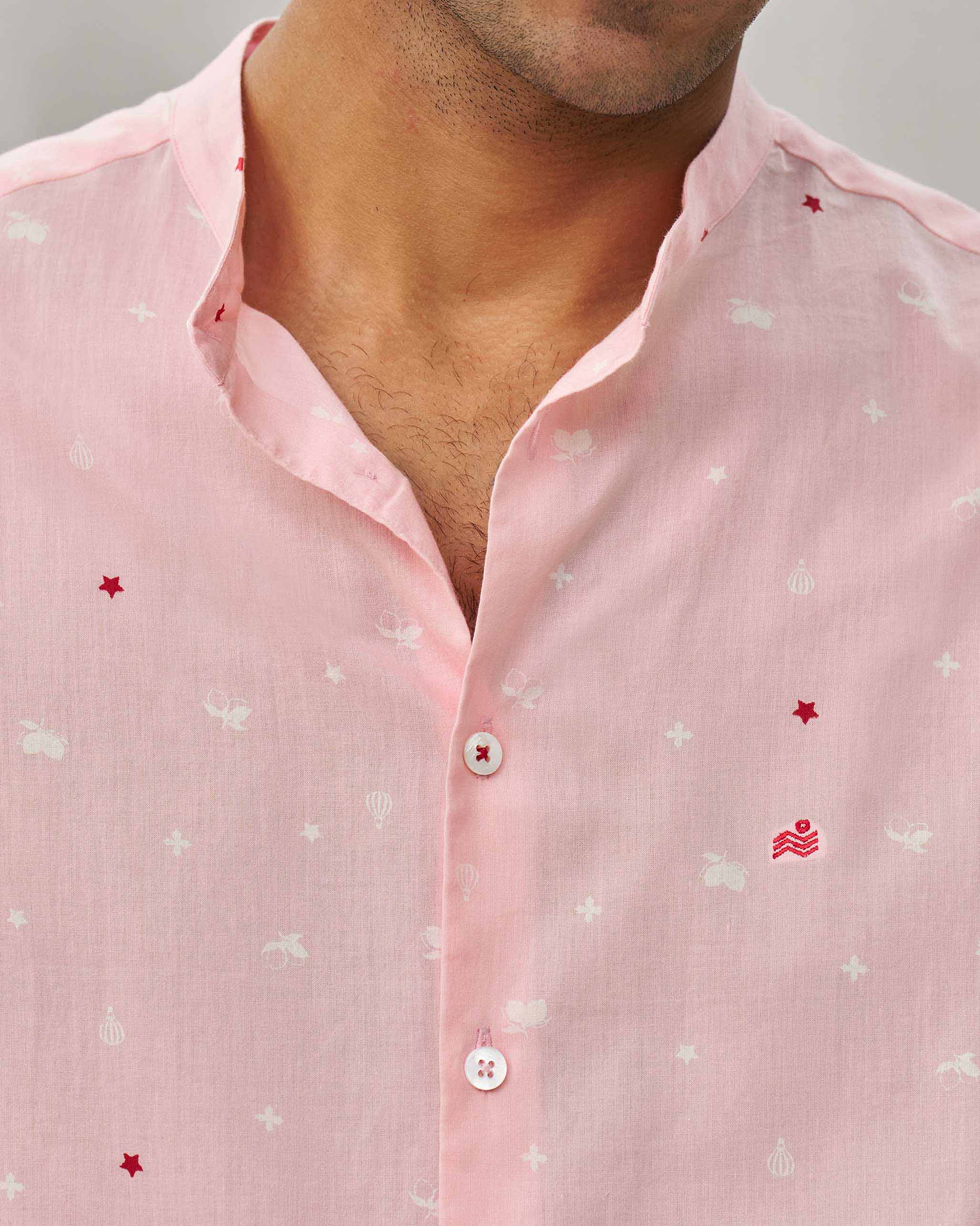 Nawab Shirt - Pink & Ivory