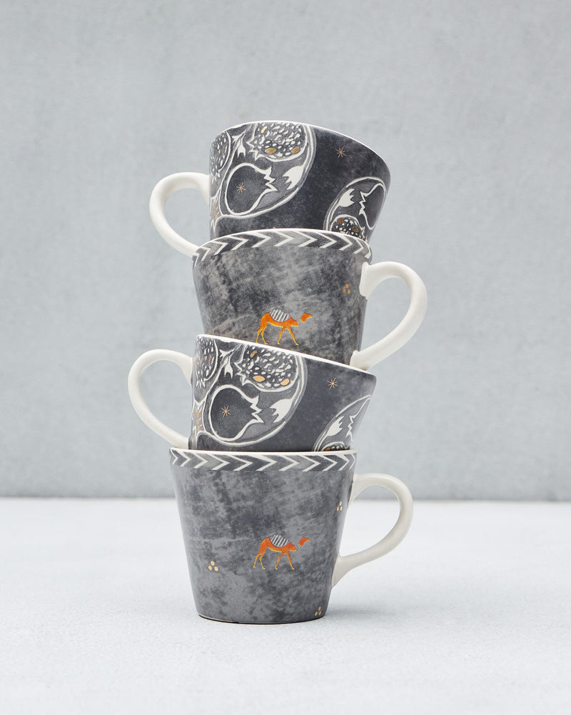 Desert Trail Espresso Mugs - Charcoal - Set of 4