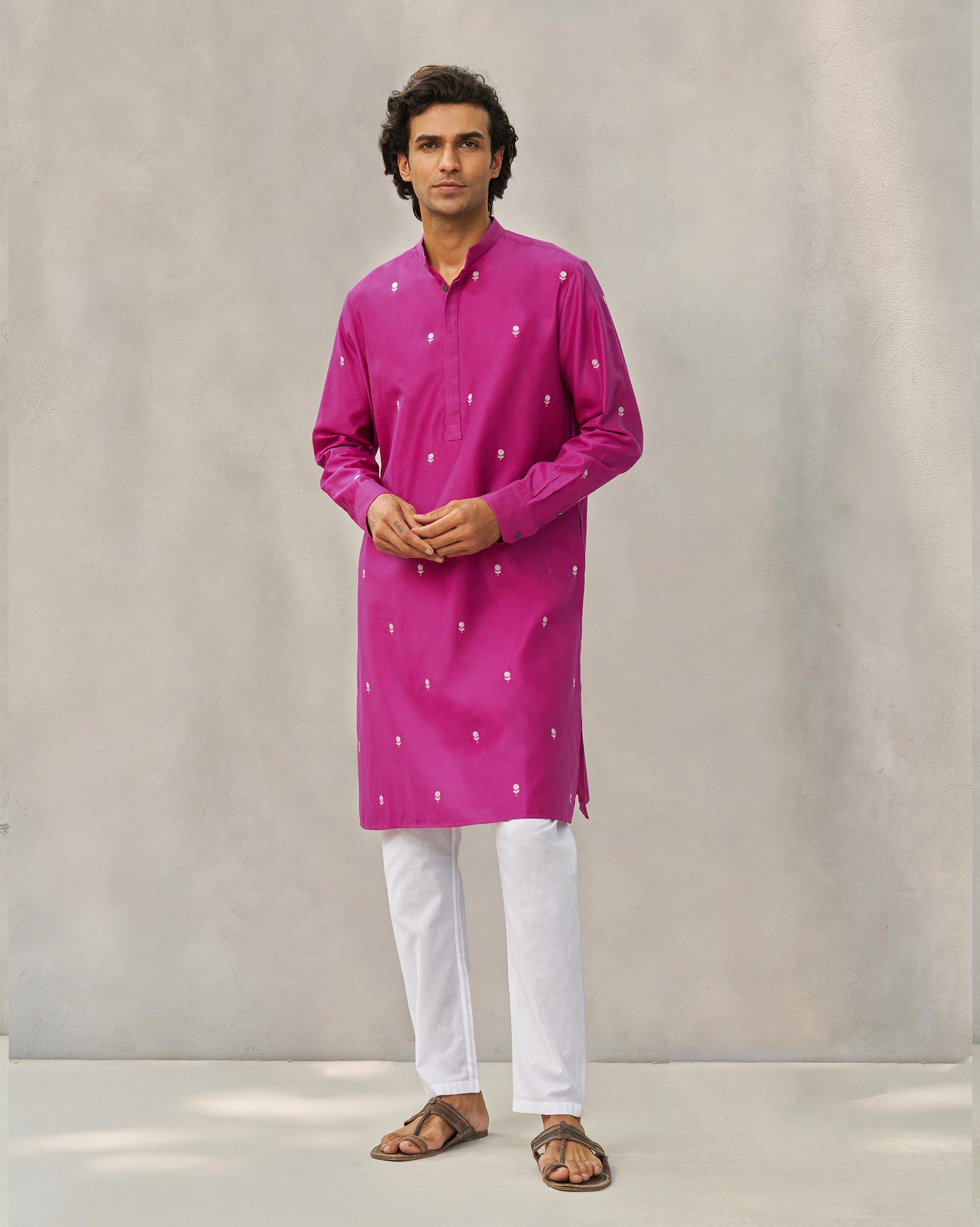 Neckband Kurta - Magenta