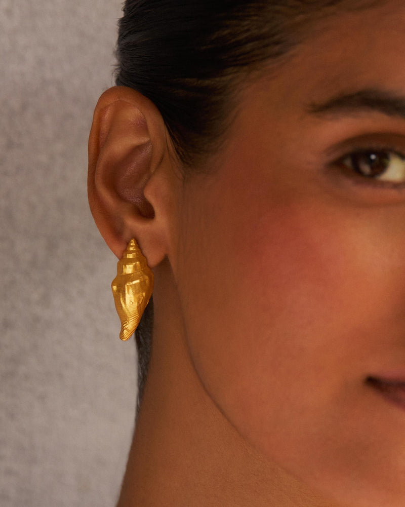 Coil Shell Earrings - Gold