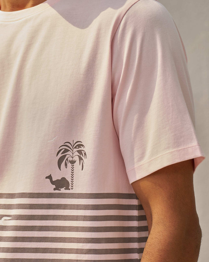 Moroccan Palm T-shirt - Light Pink