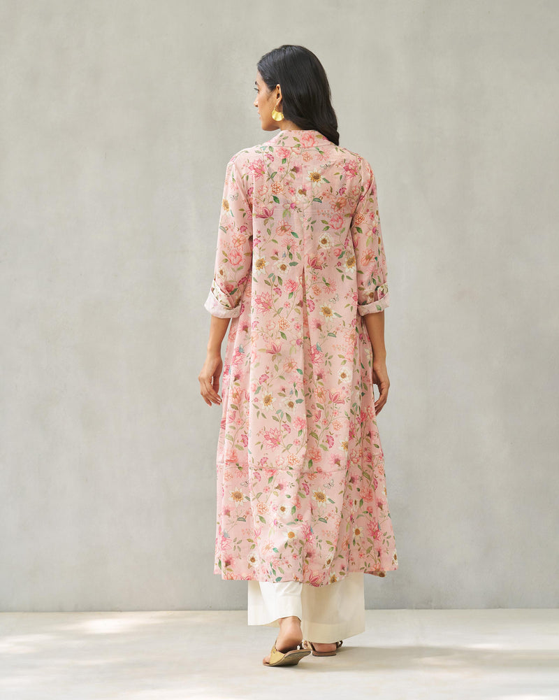 Banko V-neck Kurta - Pink