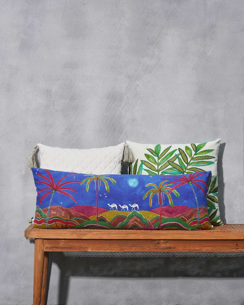 Palm Shimmer Lumbar Cushion Cover