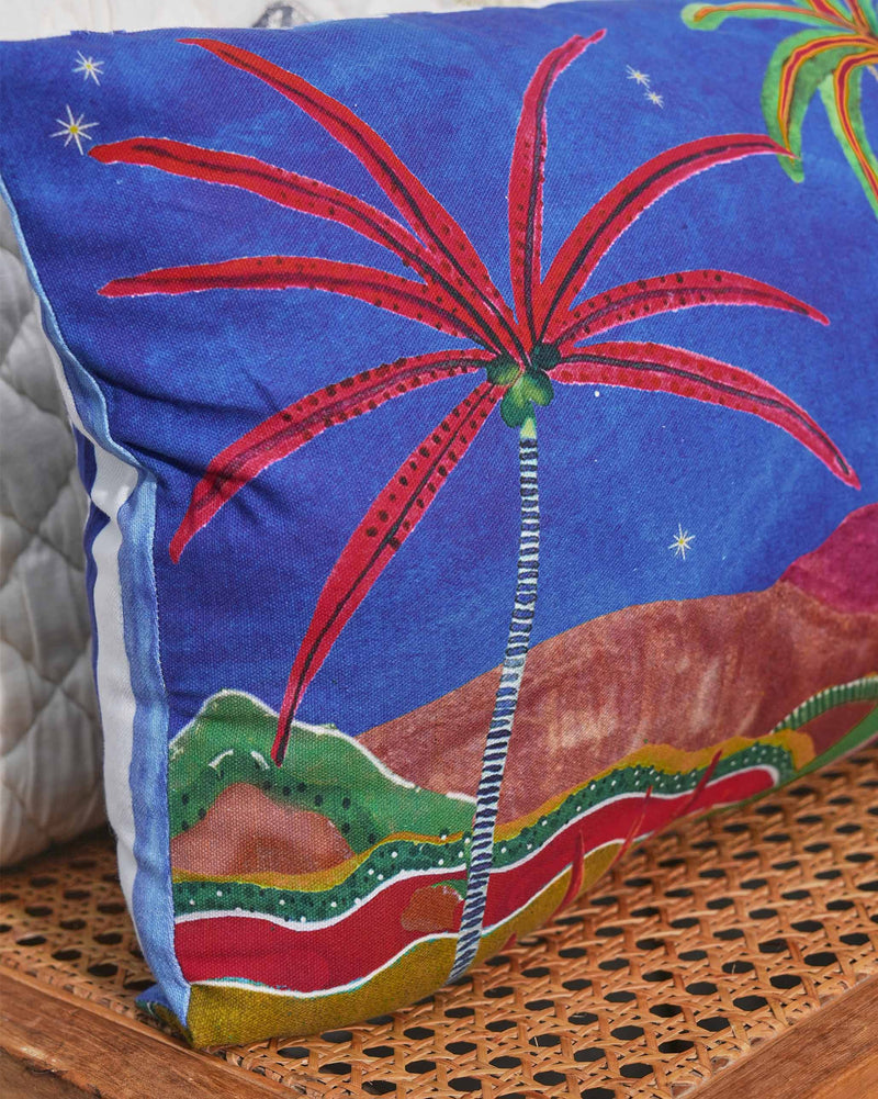 Palm Shimmer Lumbar Cushion Cover