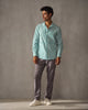 Hunter Shirt - Teal & White Stripes