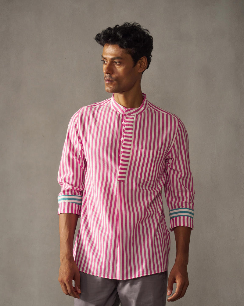 Kent Shirt - Pink & White Stripes