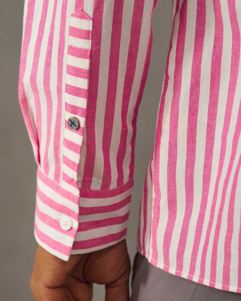 Kent Shirt - Pink & White Stripes