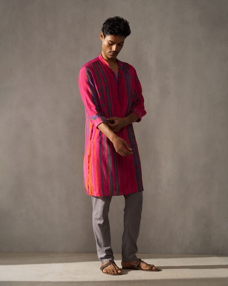 Jashn Kurta - Red & Blue Stripes