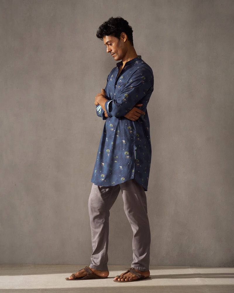 Fort Kurta - Dark Navy Print