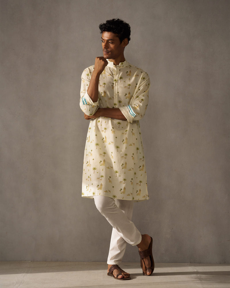 Rey Kurta - Ivory Print