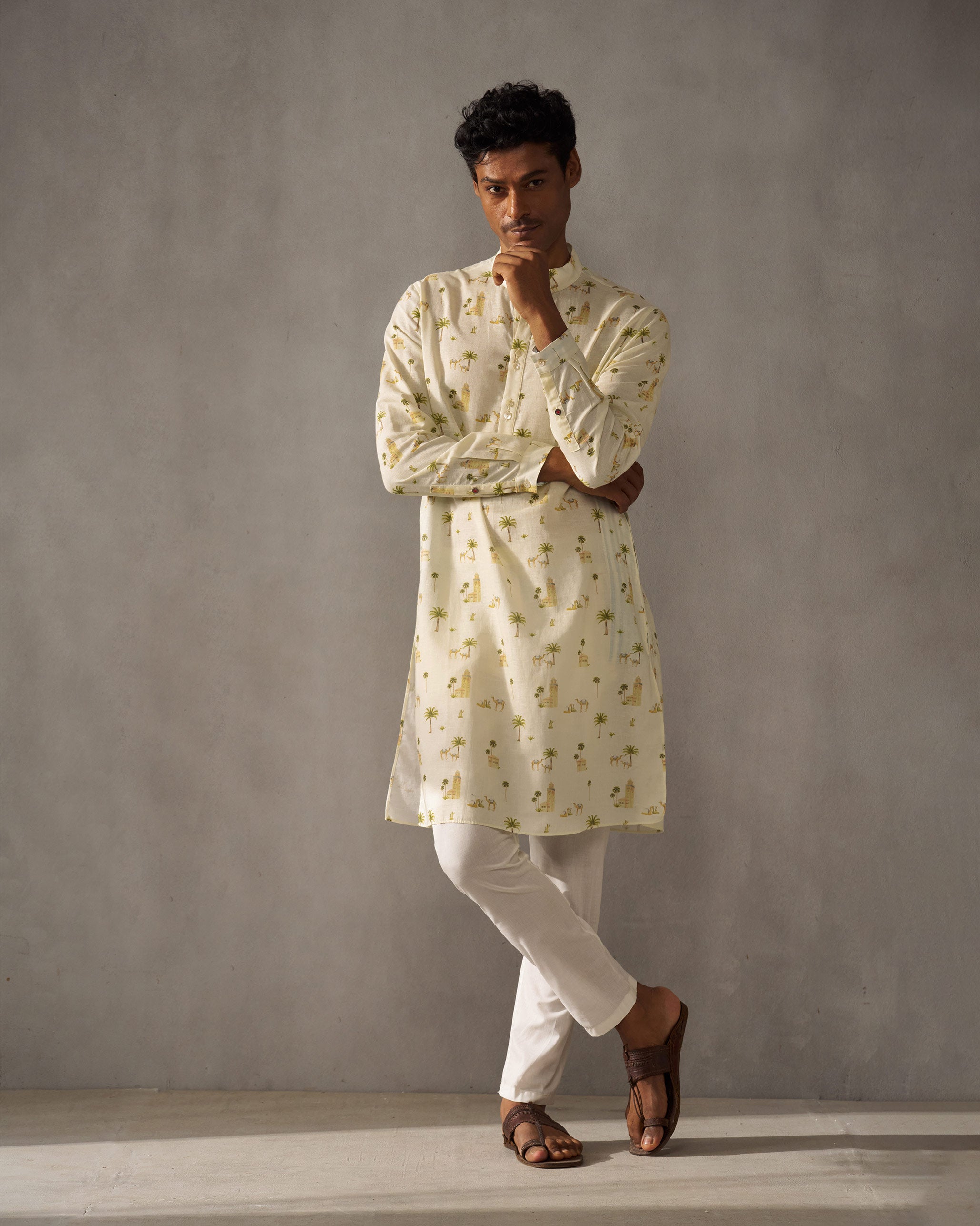 Rey Kurta - Ivory Print