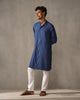 Long Pleated Kurta - Navy