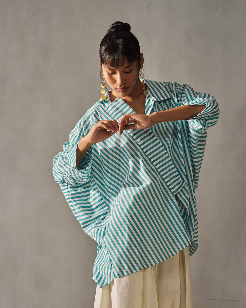 Breeze Shirt - Teal & Ivory