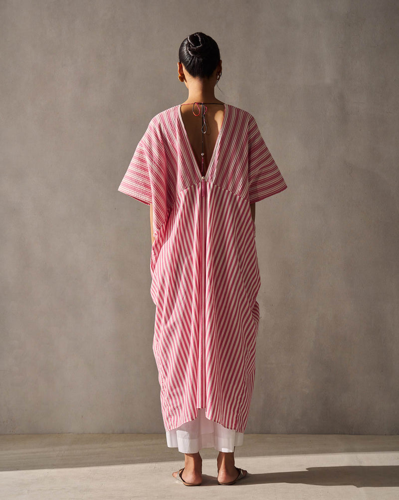 Sarai Kaftan - Fuchsia & Ivory