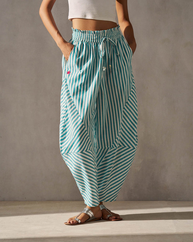 Breeze Pants - Teal & Ivory