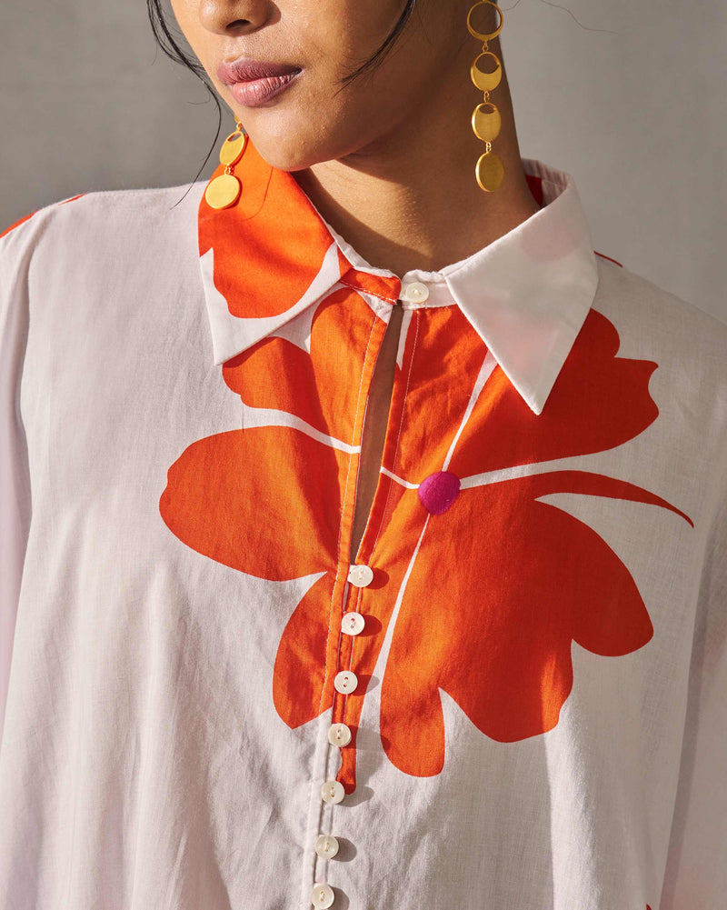 Hala Tunic - White & Orange