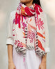 Colouful Cacti Scarf - White & Fuchsia Print