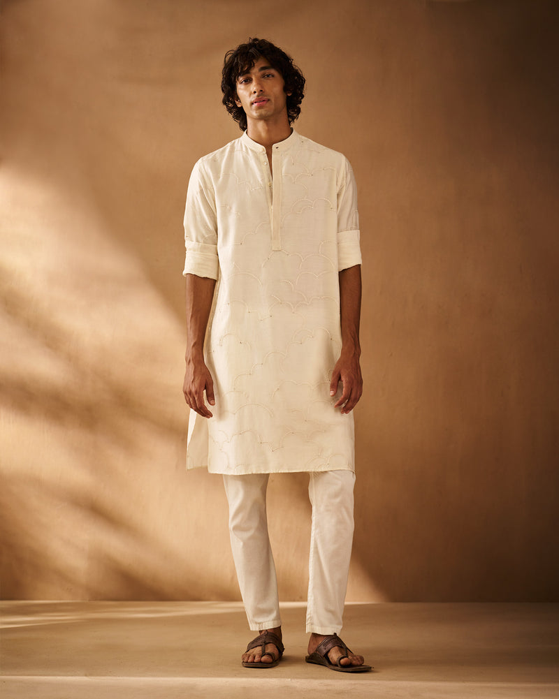 Abra Kurta - Ivory Embroidered