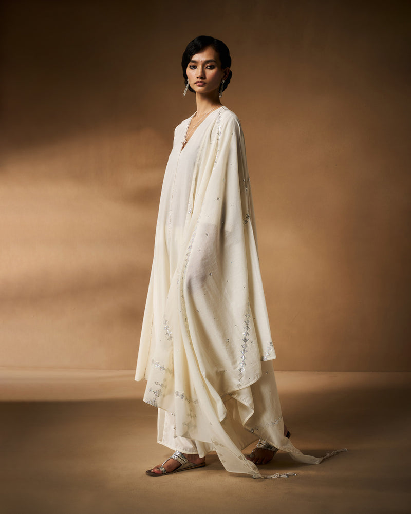 Aheli Kurta - Ivory Hand Embroidered