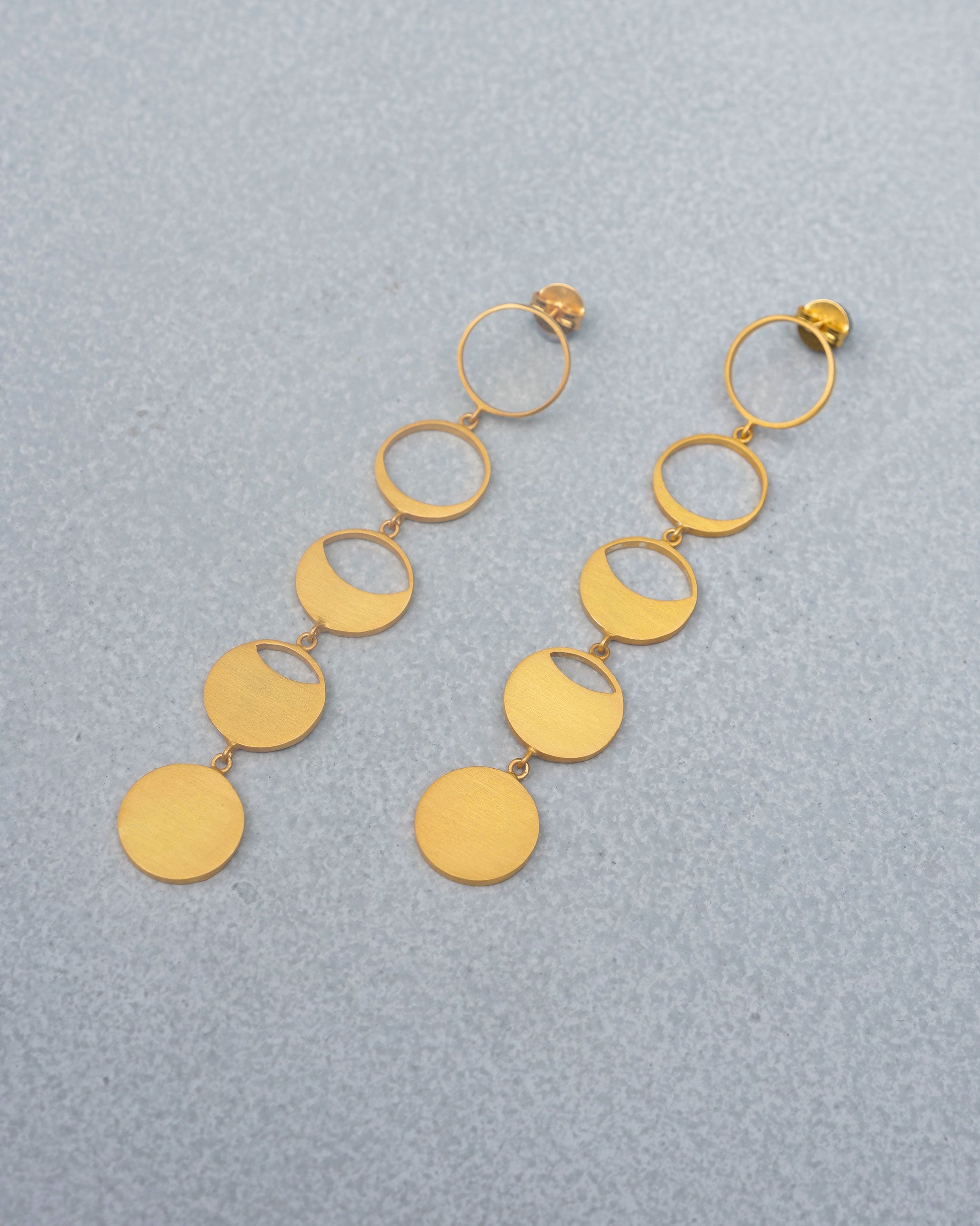 Waxing Moon Danglers - Gold