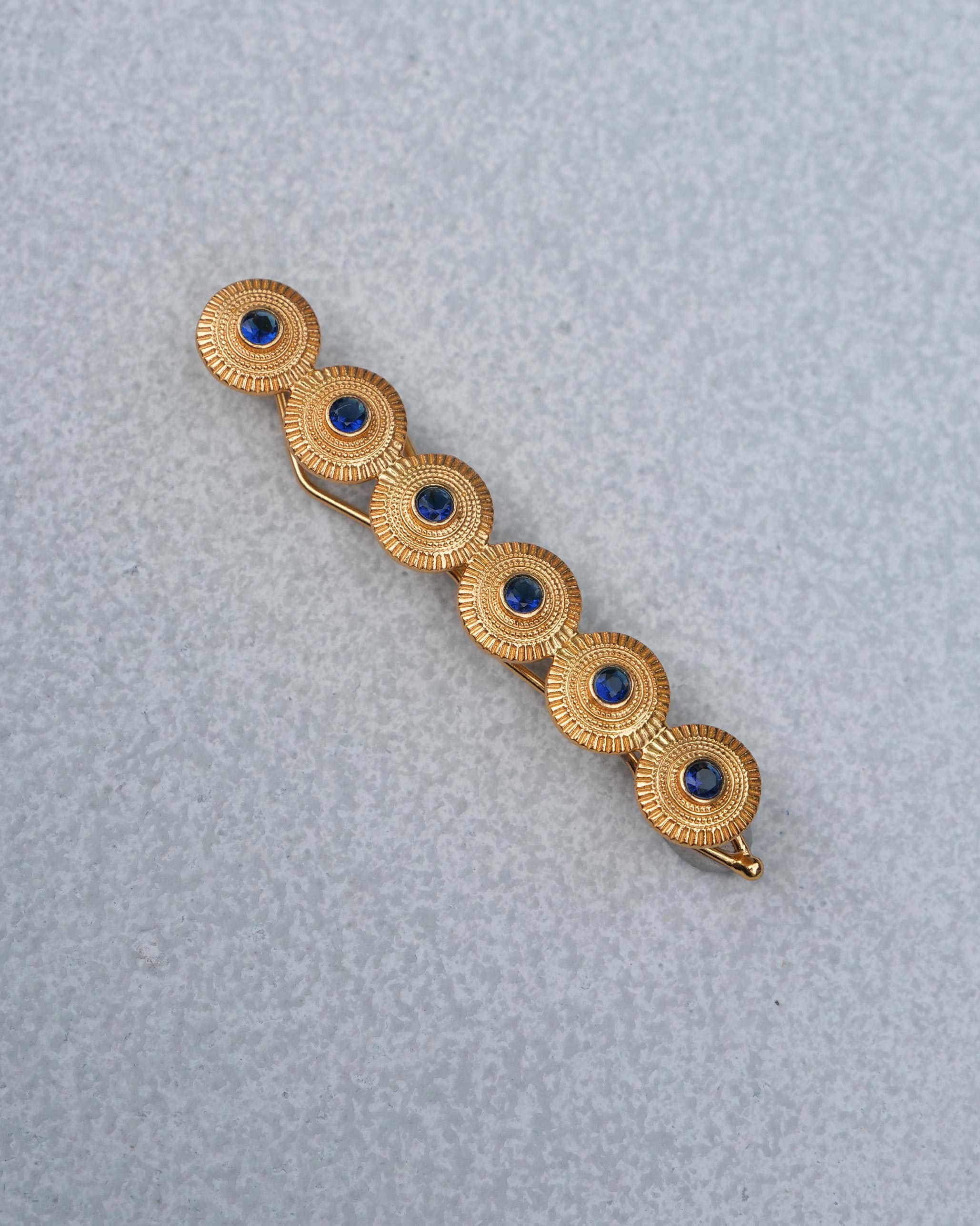 Yoma Hair Pin - Gold & Blue