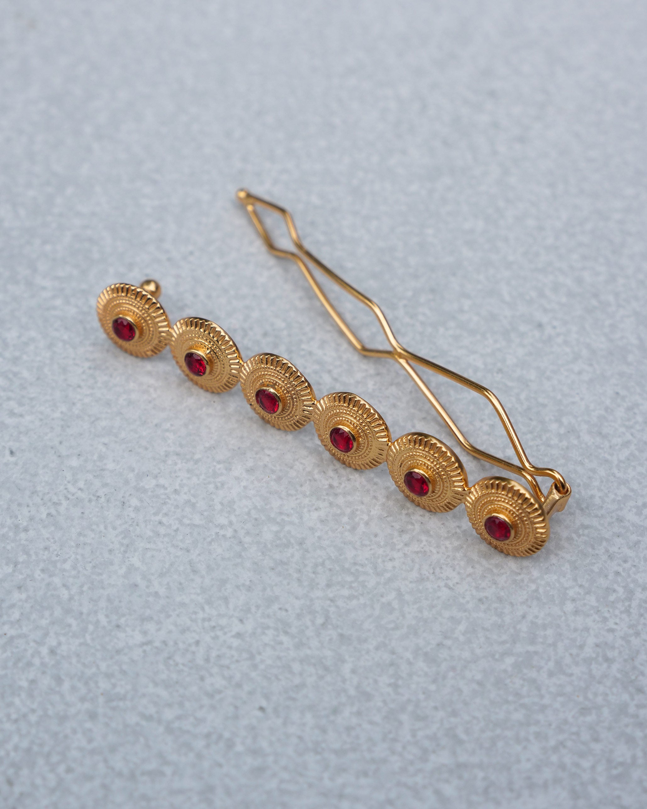 Yoma Hair Pin - Gold & Red