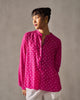 Mandarin Collar Top - Fuchsia