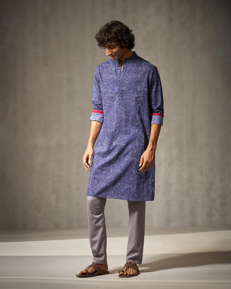 Rey Kurta - Navy Print