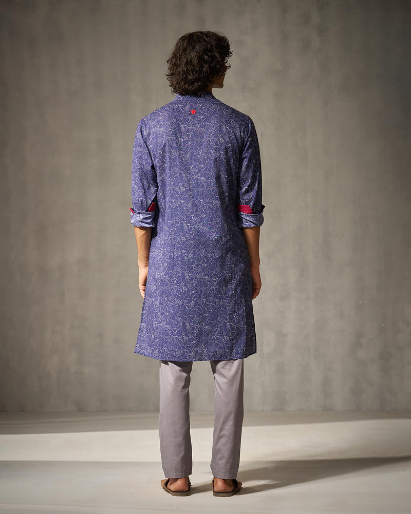 Rey Kurta - Navy Print