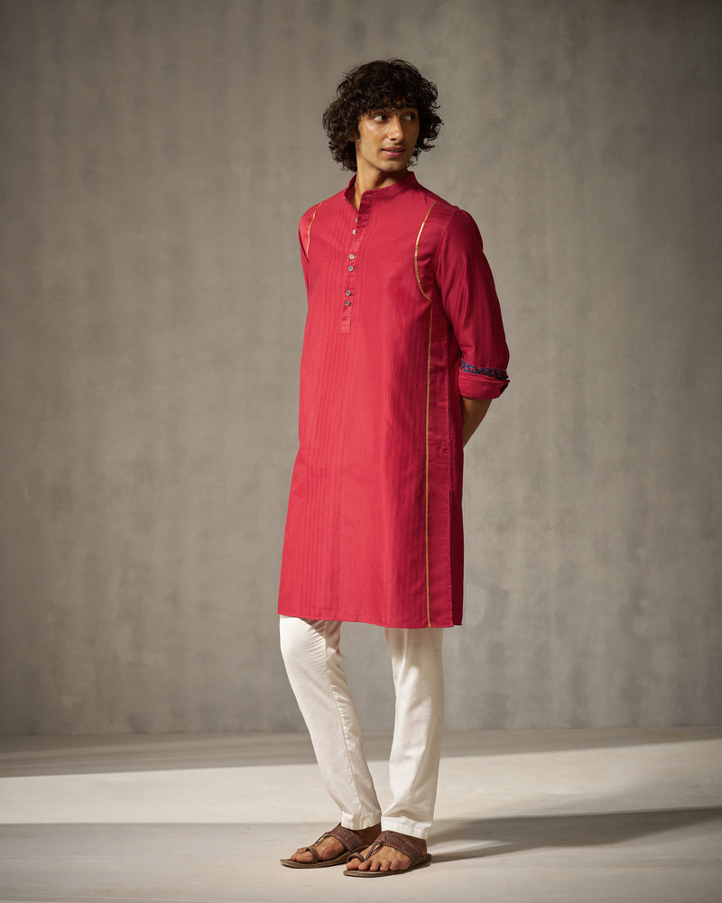 Voyage Kurta - Red Stripes