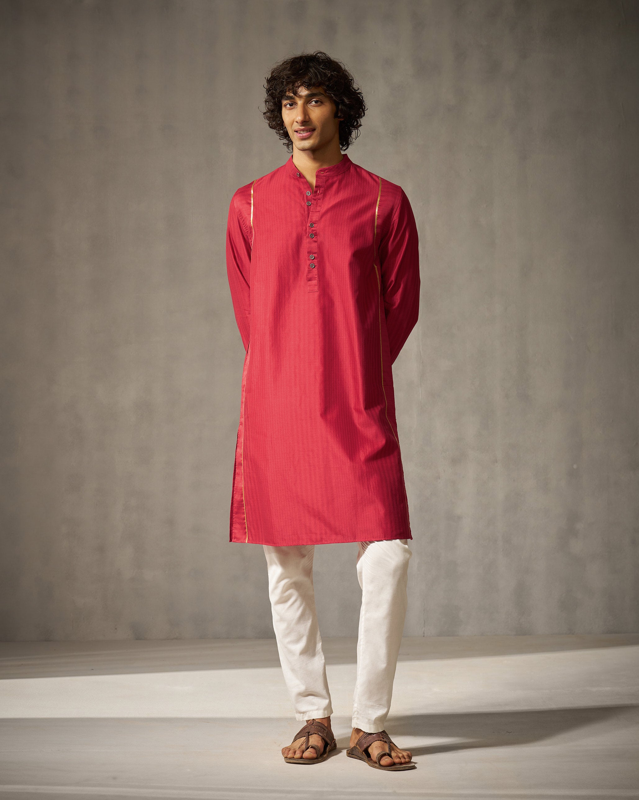 Voyage Kurta - Red Stripes