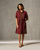 Tangier Shirt Dress - Red & Oak Brown Print