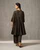 Gusset Round Neck Kurta - Deep Green Embroidered