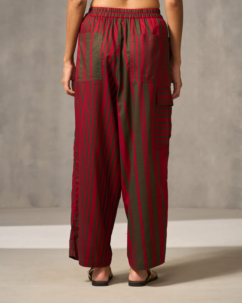 Jambiani Pants - Red & Oak Brown Print