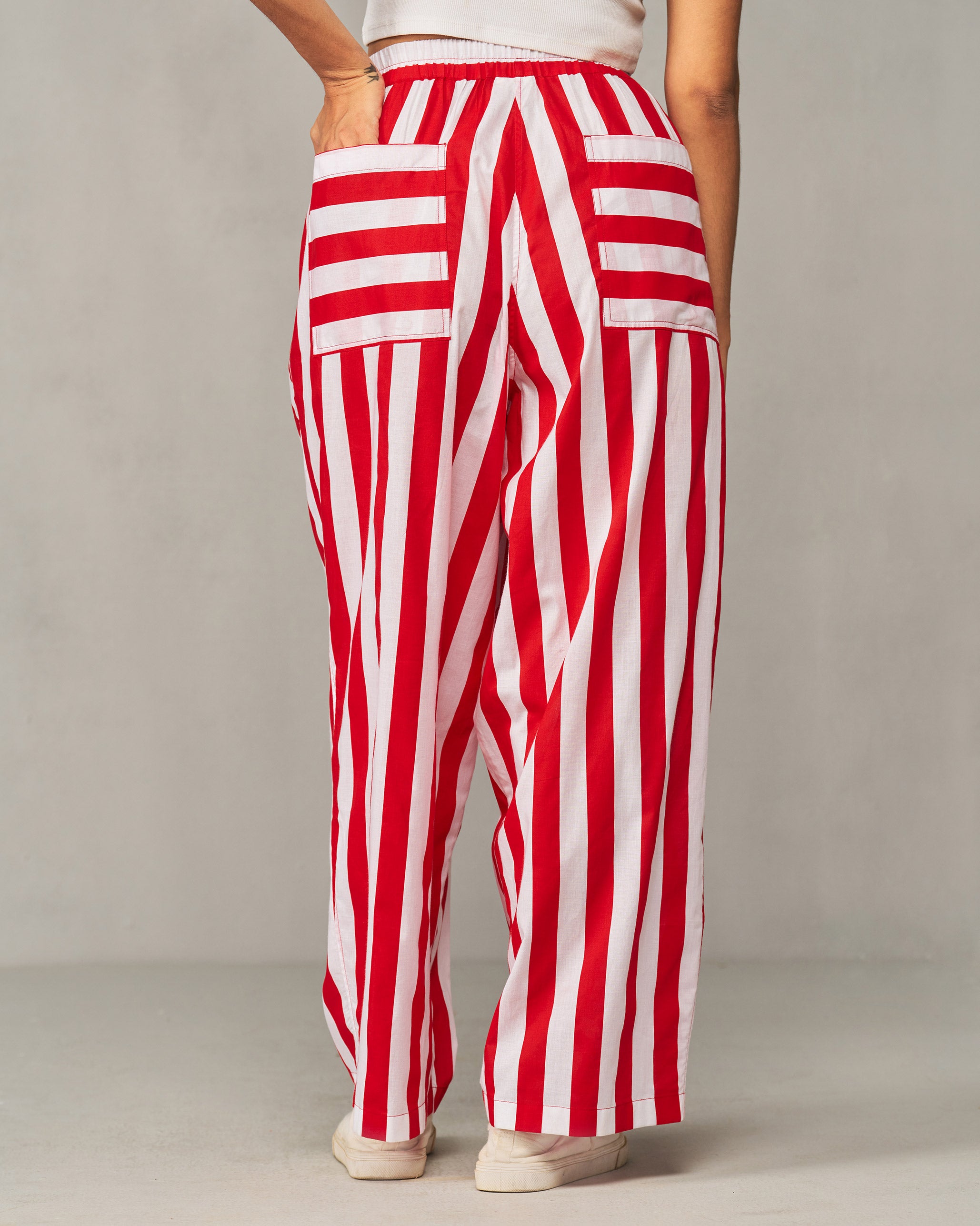 Recess Pants - Red & White Stripes