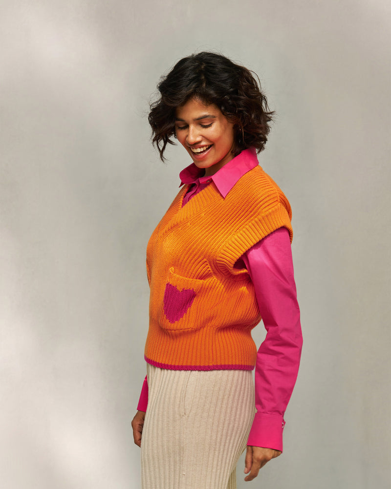 Lunar V-neck Sweater - Orange