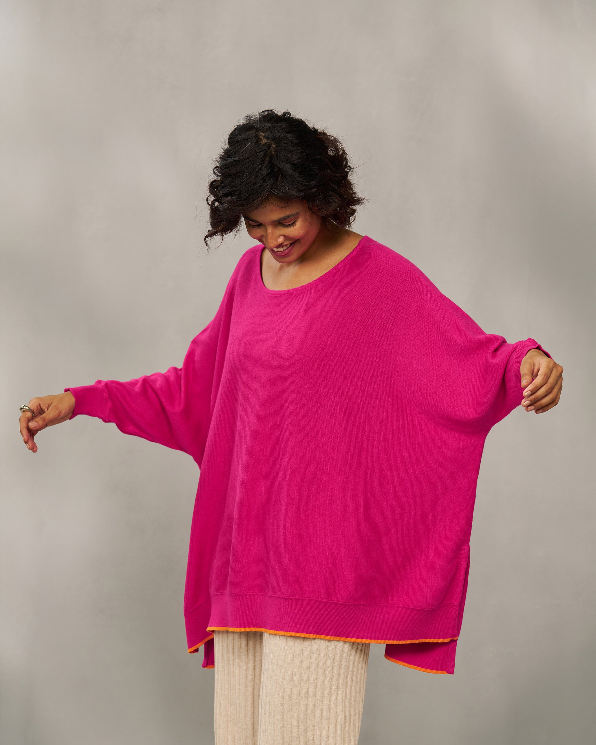 Victoria Boatneck Pullover - Fuchsia