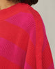 Dream High-low Hem Sweater - Fuchsia & Bright Red Stripes