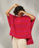 Dream High-low Hem Sweater - Fuchsia & Bright Red Stripes