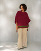 Dream High-low Hem Sweater - Red & Green Stripes