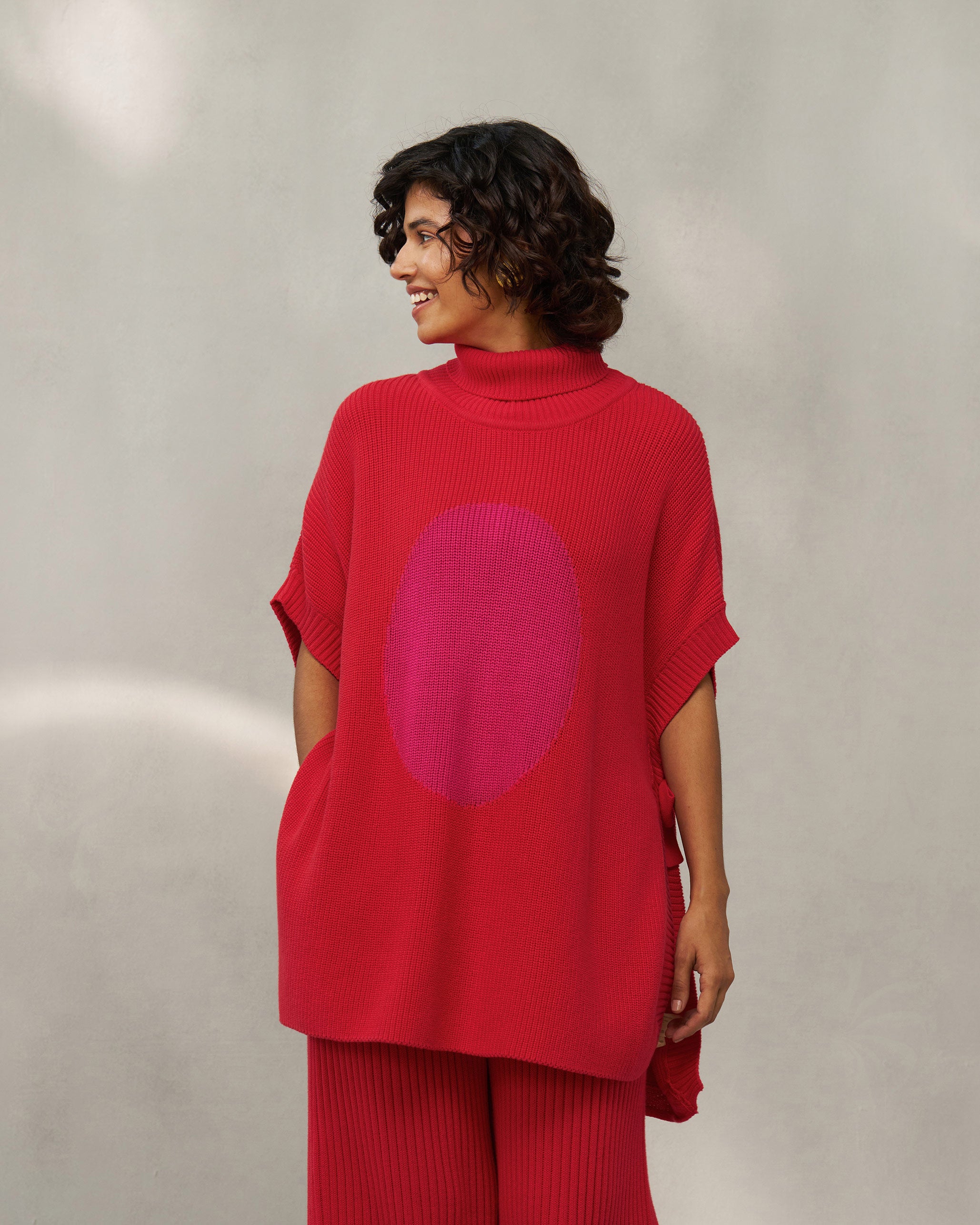 Turtle Neck Top - Bright Red