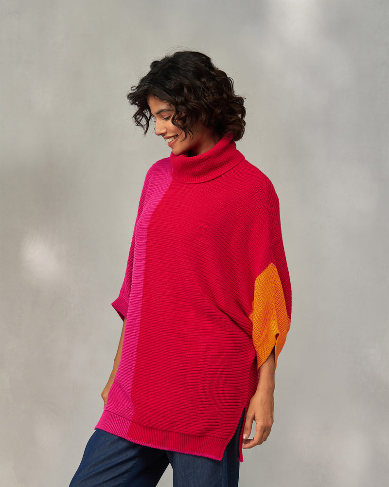 Tao Turtle Neck Sweater - Bright Red & Orange