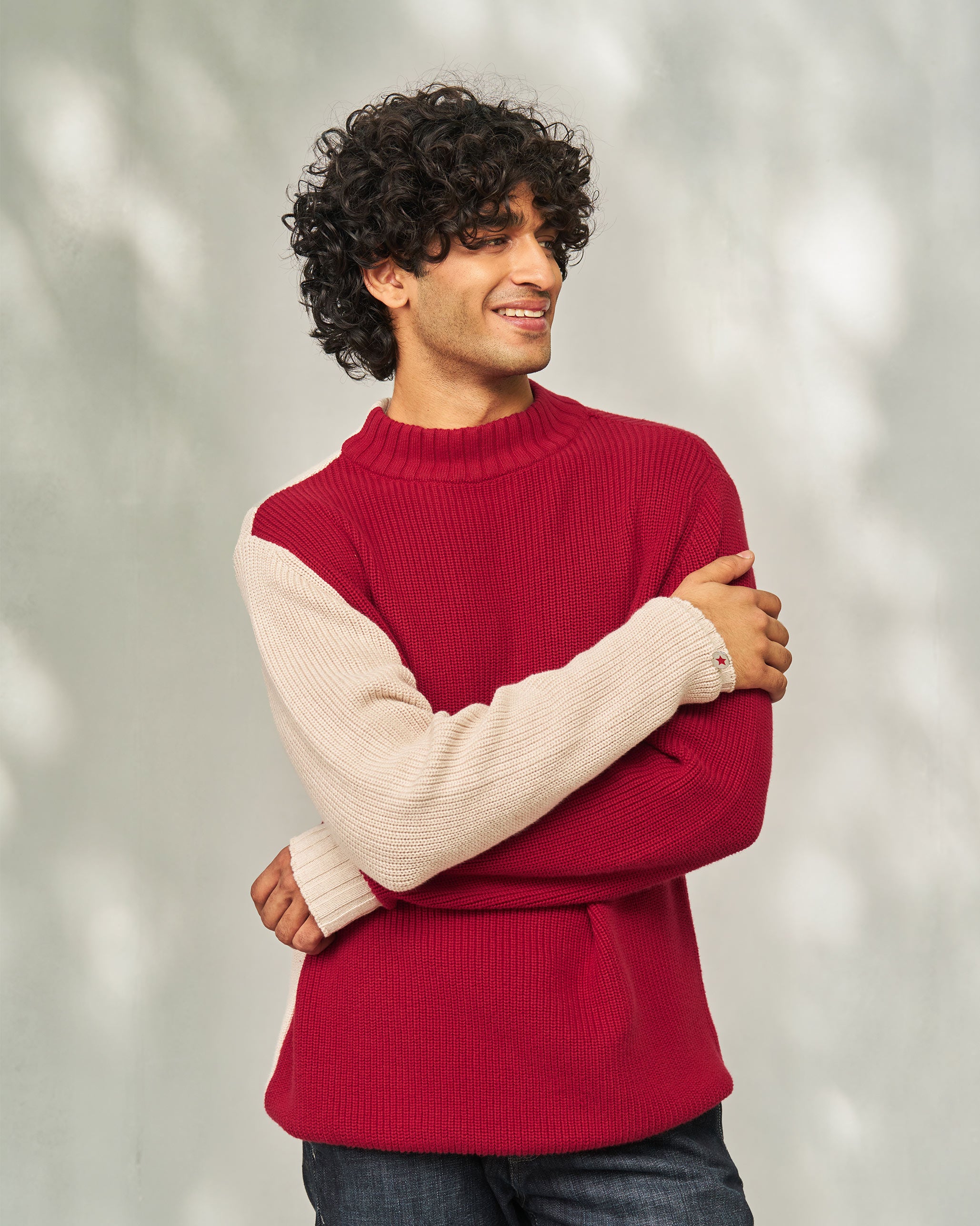 Crew-Neck Sweater - Dark Red